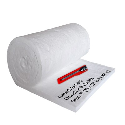 Ceramic Fiber Blanket - 1 X12 X32 , 8LB, 2400F for Wood Stove Forge Furnace etc.