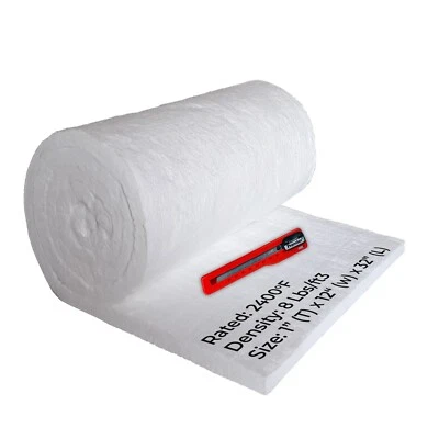 SIMOND STORE Ceramic Fiber Blanket - 1”X12”X32”, 8LB, 2400F for Wood Stove Forge Furnace etc.