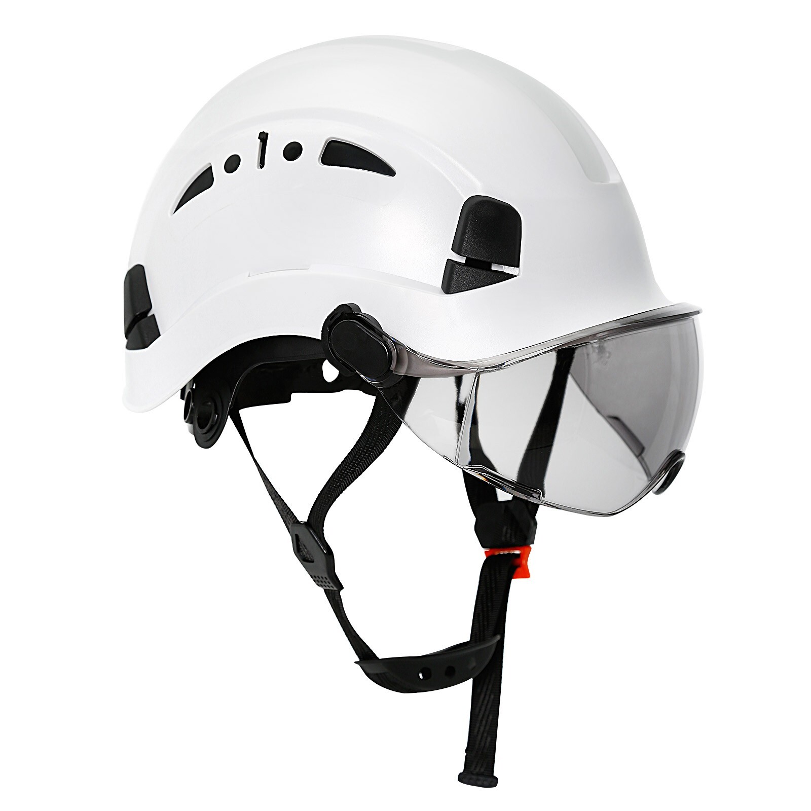 Casco de Seguridad Blanco Construcción con Gafas Protección Trabajo ABS Sombrero Rígido ANSI