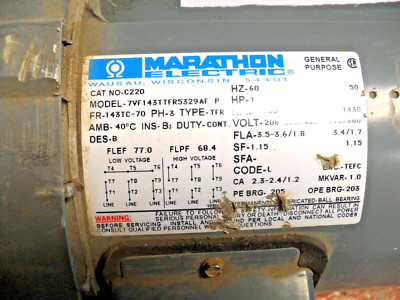  Marathon C220 - 7VF143TTFR5329AF ph 3 hp 1