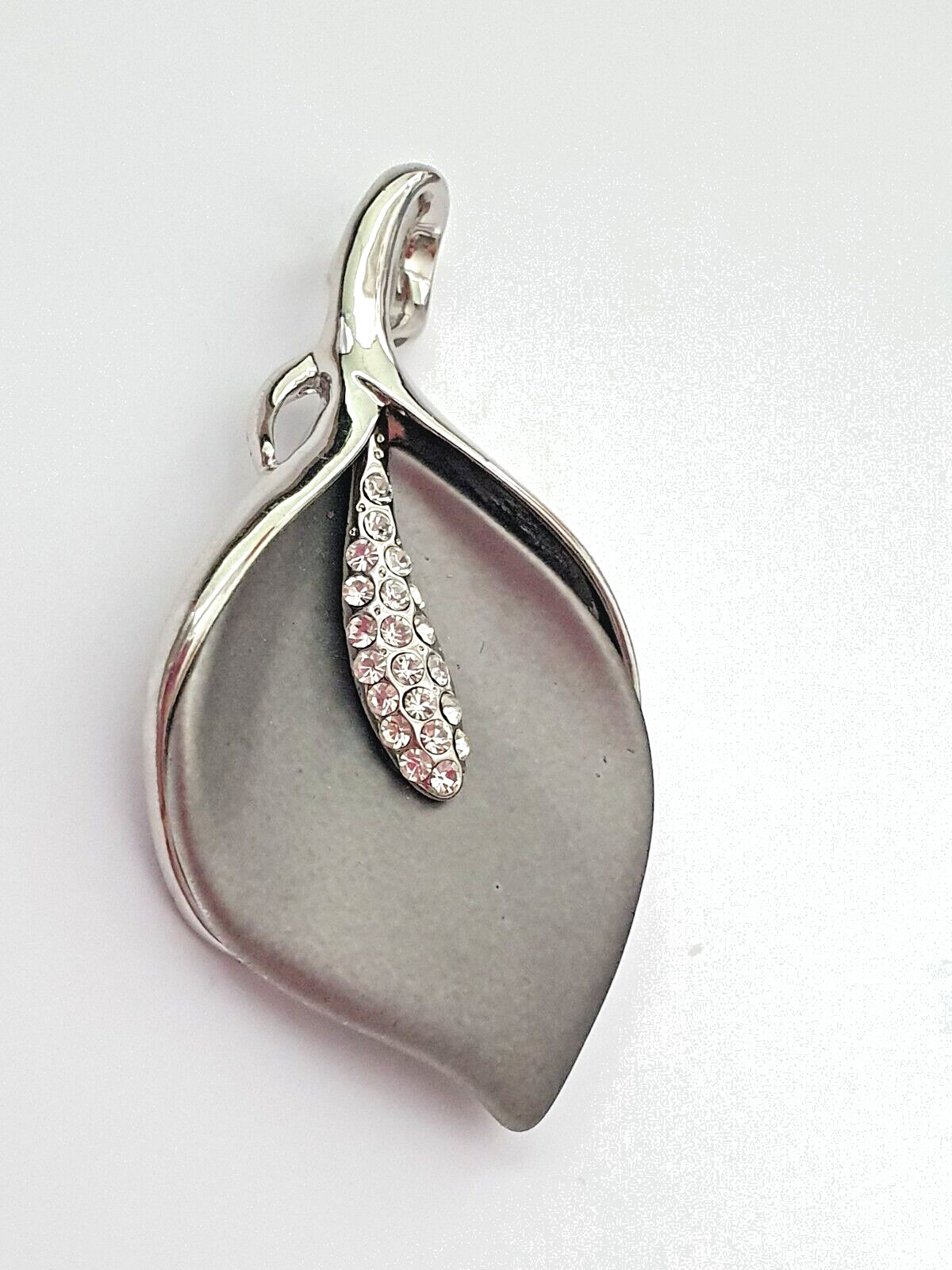 Modern Large Statement Grey Silver Tone Sparkly O… - image 4