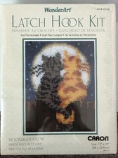 Wonder Art Caron Latch Hook Kit Moonlight Meow 15x20 Kitty Cat New Sealed A-9