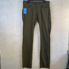 Ballin Men's Sz 33 Liberty Cresent Modern Fit 5-Pocket Dress Pant Brown Raw Hem
