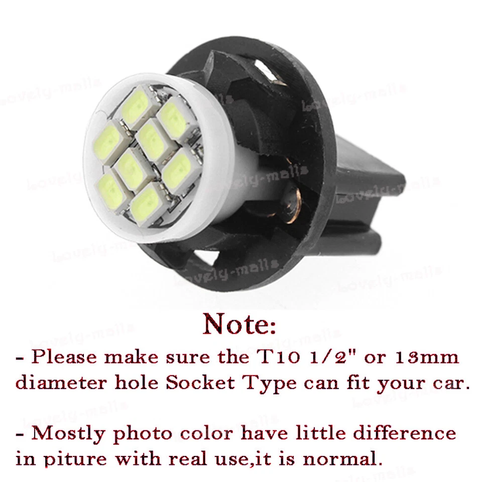 Blanco T10 168 8SMD Panel de Instrumentos Calibre Bombilla LED +194 Enchufe de Bloqueo Giratorio Foto 3 de 4