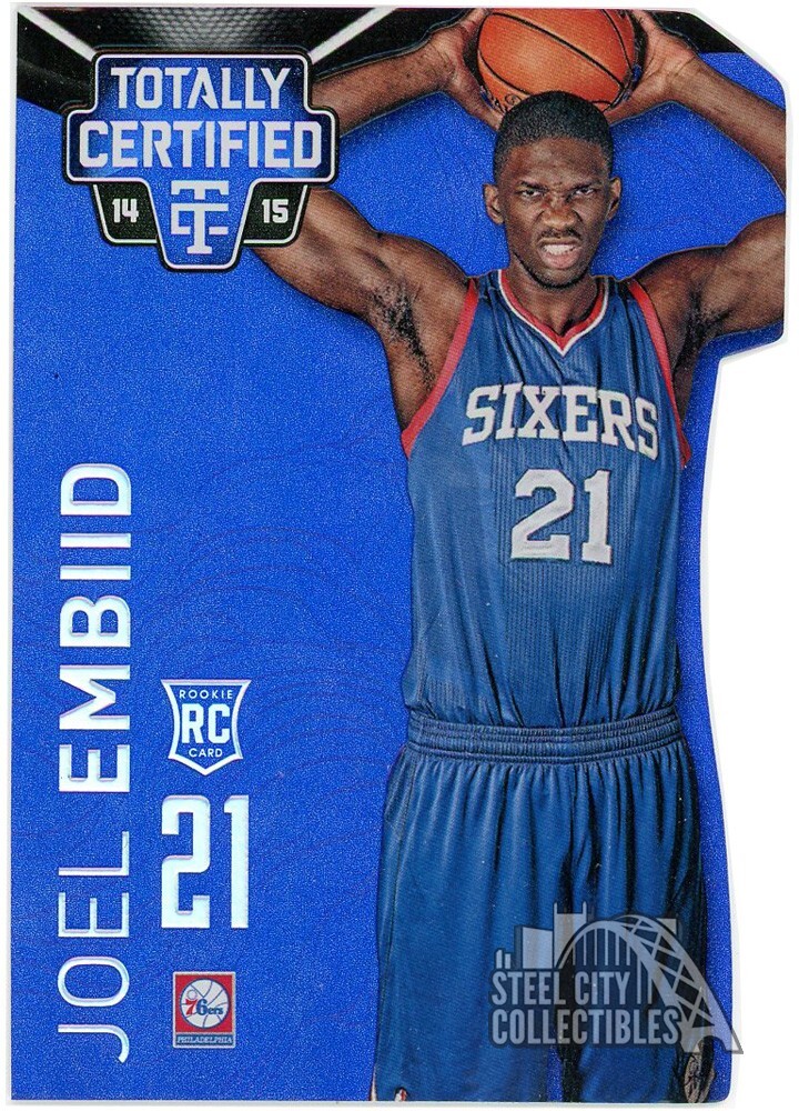 Joel Embiid 2014 Totally Certified Mirror Platinum Blue Die-Cut Rookie 143 54/74
