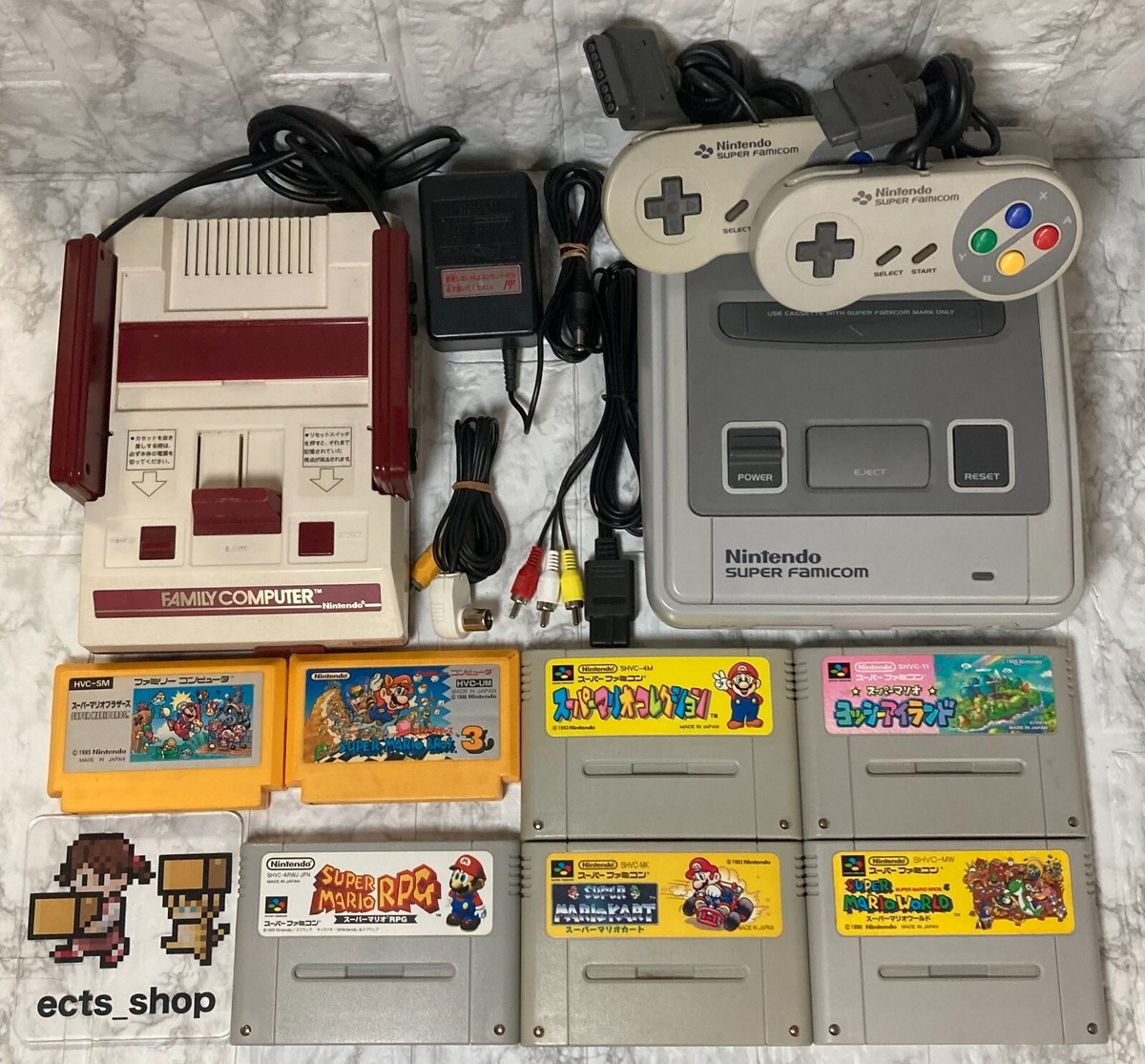 Nintendo Famicom Super Famicom Console Mario set of games NES