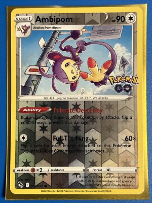 POKEMON GO SWSH AMBIPOM 057/078 COMMON REVERSE HOLO NM + Card Saver | eBay POKEMON GO SWSH AMBIPOM 057/078 COMMON REVERSE HOLO NM + Card Saver | eBay