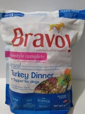 Bravo Homestyle Freeze Dried Natural Turkey Dinner Or Topper Dog Food, Raw 2 Lb