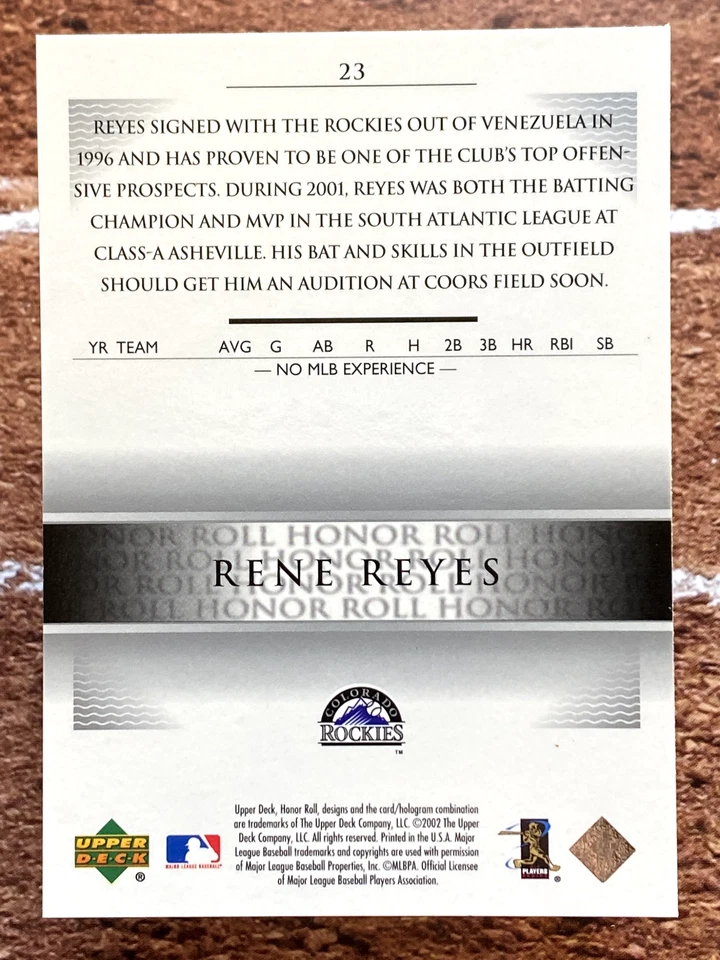 2002 Upper Deck Honor Roll Rene Reyes #23 - Image 2 of 2