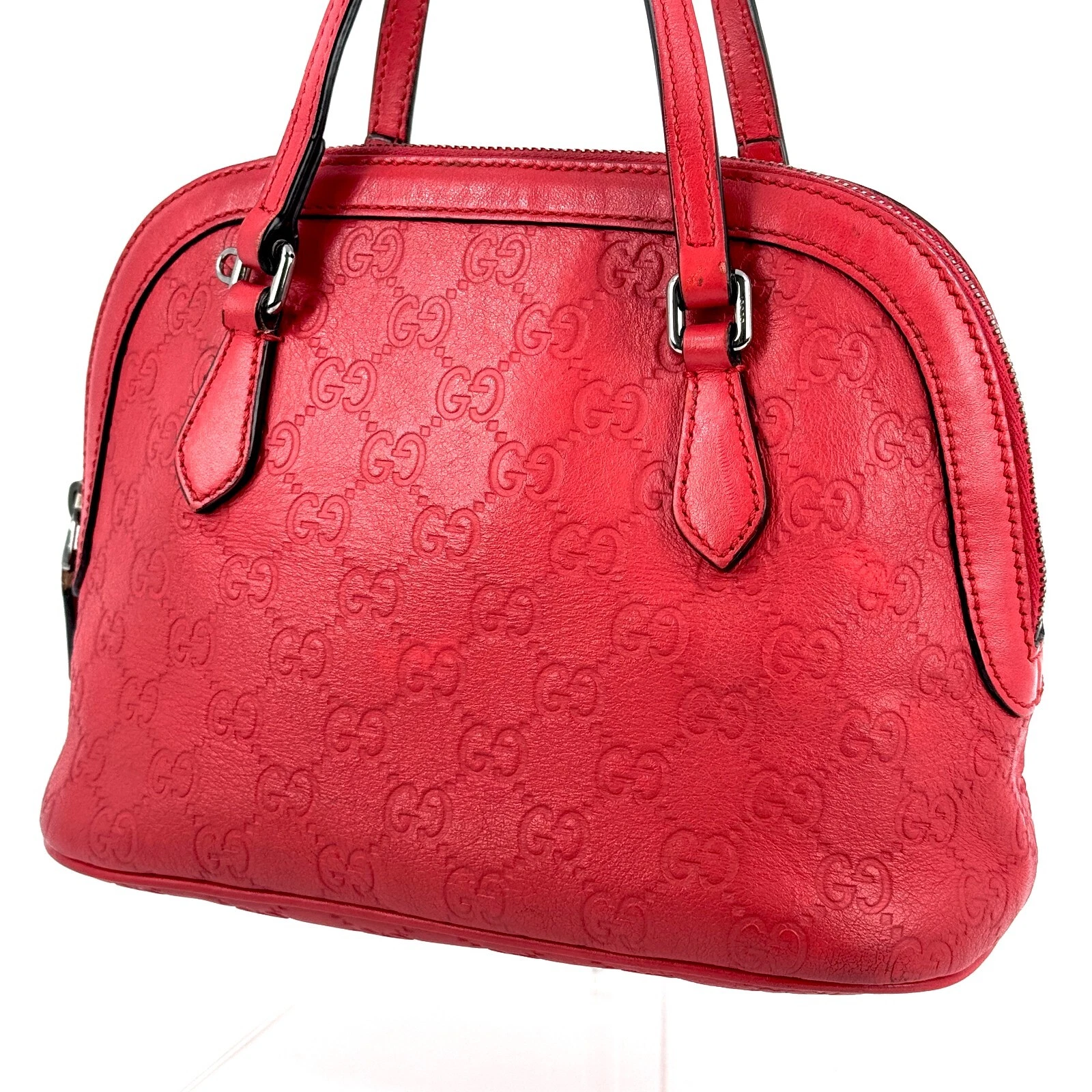 Sac bandoulière Gucci Ssima micro cuir rouge authentique du Japon / 0275