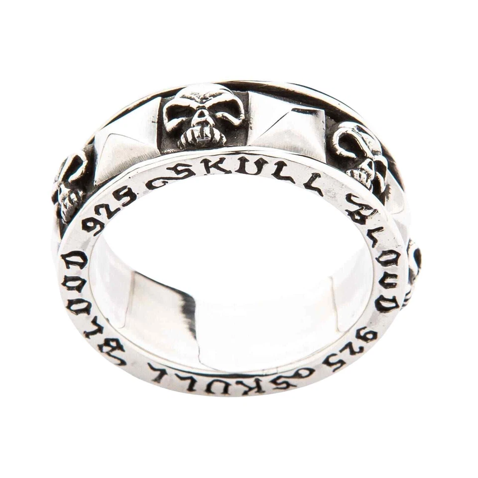 SKULL BLOOD SOLID 925 STERLING SILVER MENS SPINNER SPINNING RING BIKER GOTHIC - Image 3 of 4