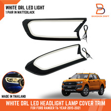 Cubierta de lámpara de faro LED DRL negro mate para FORD RANGER T6 EVEREST UA 15-21