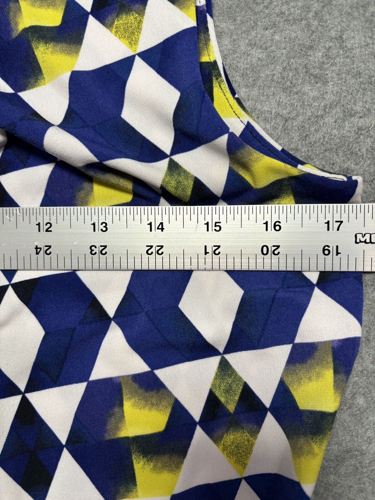 Calvin Klein Womens Blouse Top Geometric Stretch Hem Logo Sleeveless Pet Medium image 7