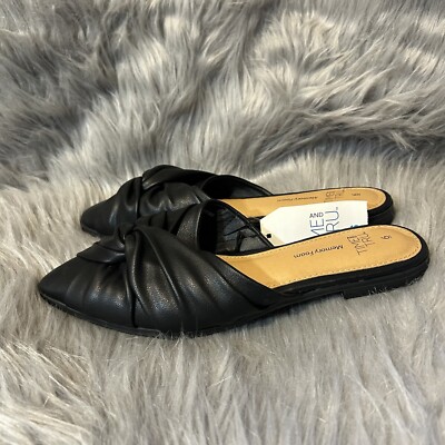 Time And True Black Twist Mule Women s Size 6 Memory Foam Slip On Flats Shoes