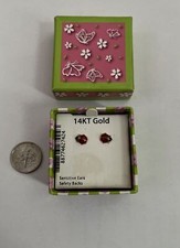 14k Yellow Gold Lady Bug Earrings Tiny