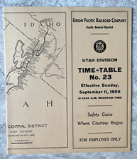 Vintage 1955 Union Pacific Railroad Utah Timetable #23 For Employees Pamphlet