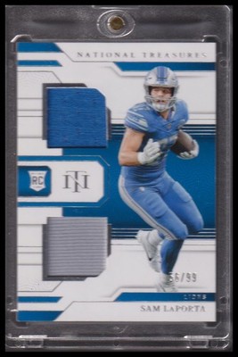 2023 Panini National Treasures #RDM-SLA Sam LaPorta Rookie Dual Materials #/99