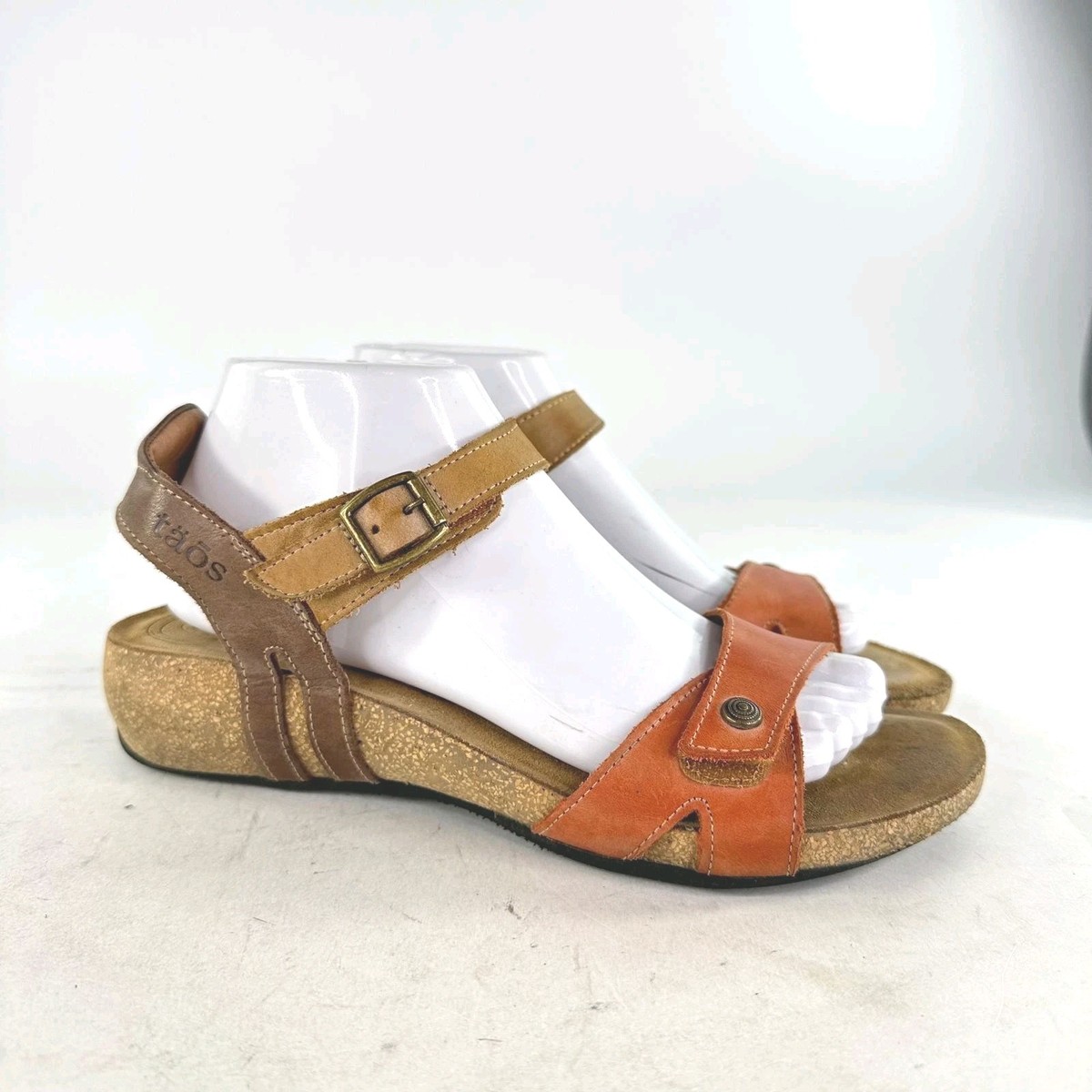 TAOS Trulie Womens Sandals US Strappy Orange Brown Cork