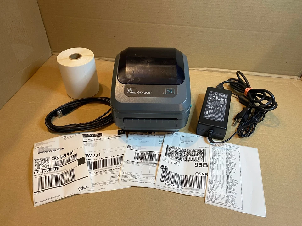 Zebra GK420d Direct Thermal Label Printer GK42-202510-000 w/ Power Adapter READ