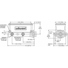 Wilwood Tandem Master Cylinder 1.125 Inch Bore Plain Wilwood Tandem Master Cylinder 1.125 Inch Bore Plain