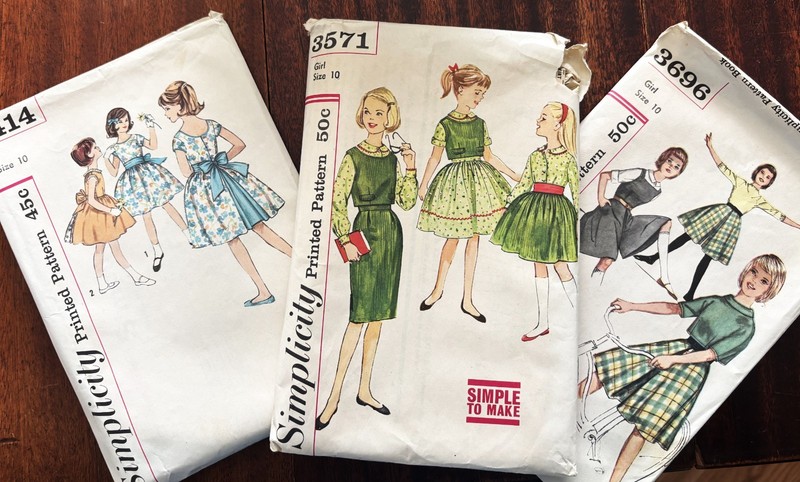 Simplicity Sewing Patterns, Girl's size 10 - Vintage  - #3696, #3571, #4414