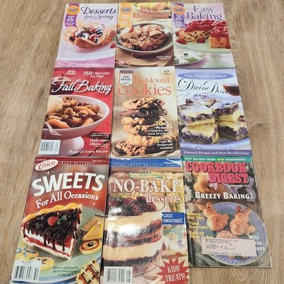 (9) Vtg Baking Cookbooks Dessert Recipe Booklet Cookies Cakes Pies Breads Sweets
