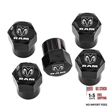 Pack of 5 Dodge Black Tire Valve Stem Caps Covers