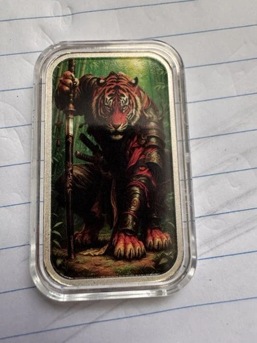 Haleybug 1oz .999 Silver Tiger Art Bar Colorized. “rare”