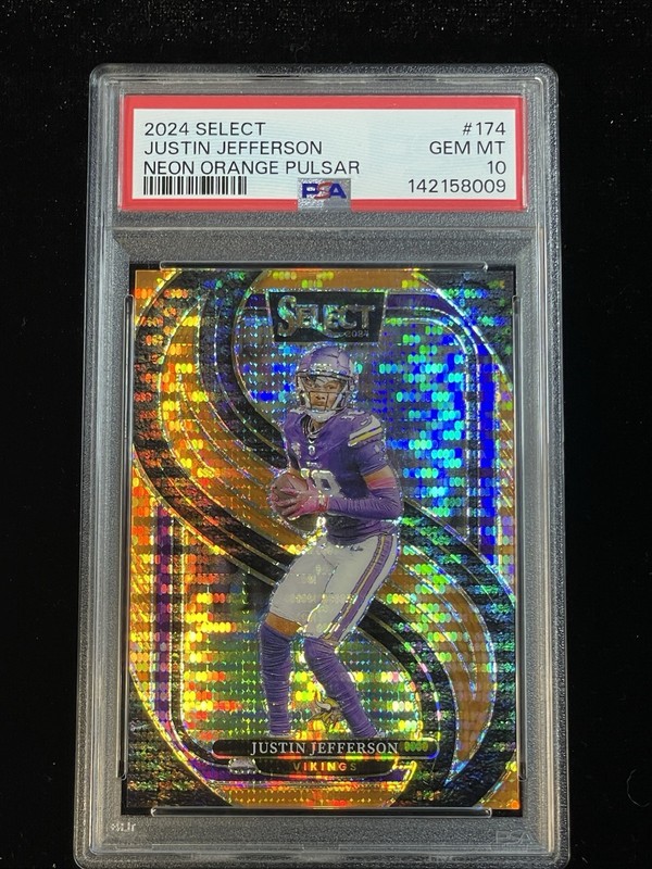 2024 Select #174 Justin Jefferson Neon Orange Pulsar /7 *HOT POP GEM* ships free