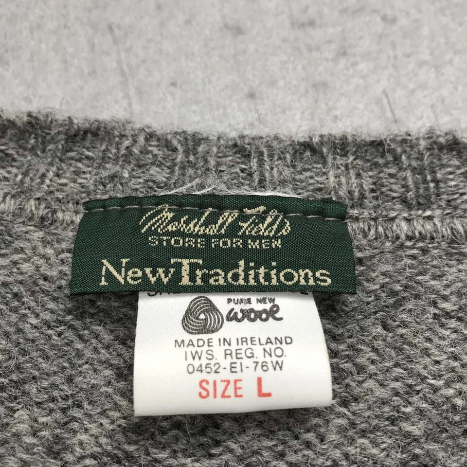 VINTAGE Marshall Fields Sweater Mens Large Wool Grandpa Argyle Ireland Knit 80s - Image 4 of 4