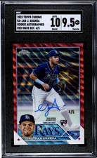 2023 Topps Chrome #RA-JAR Jonathan Aranda Red Refractor Rookie Auto /5 (AU, RC)