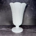 Vintage E. O. BRODY CO Large White Milk Glass Fern Vase 9" Cleveland Ohio Heavy