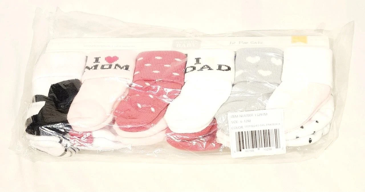 New Hudson Baby Infant Girls 6 - 12 Months Mom & Dad Socks - NWT