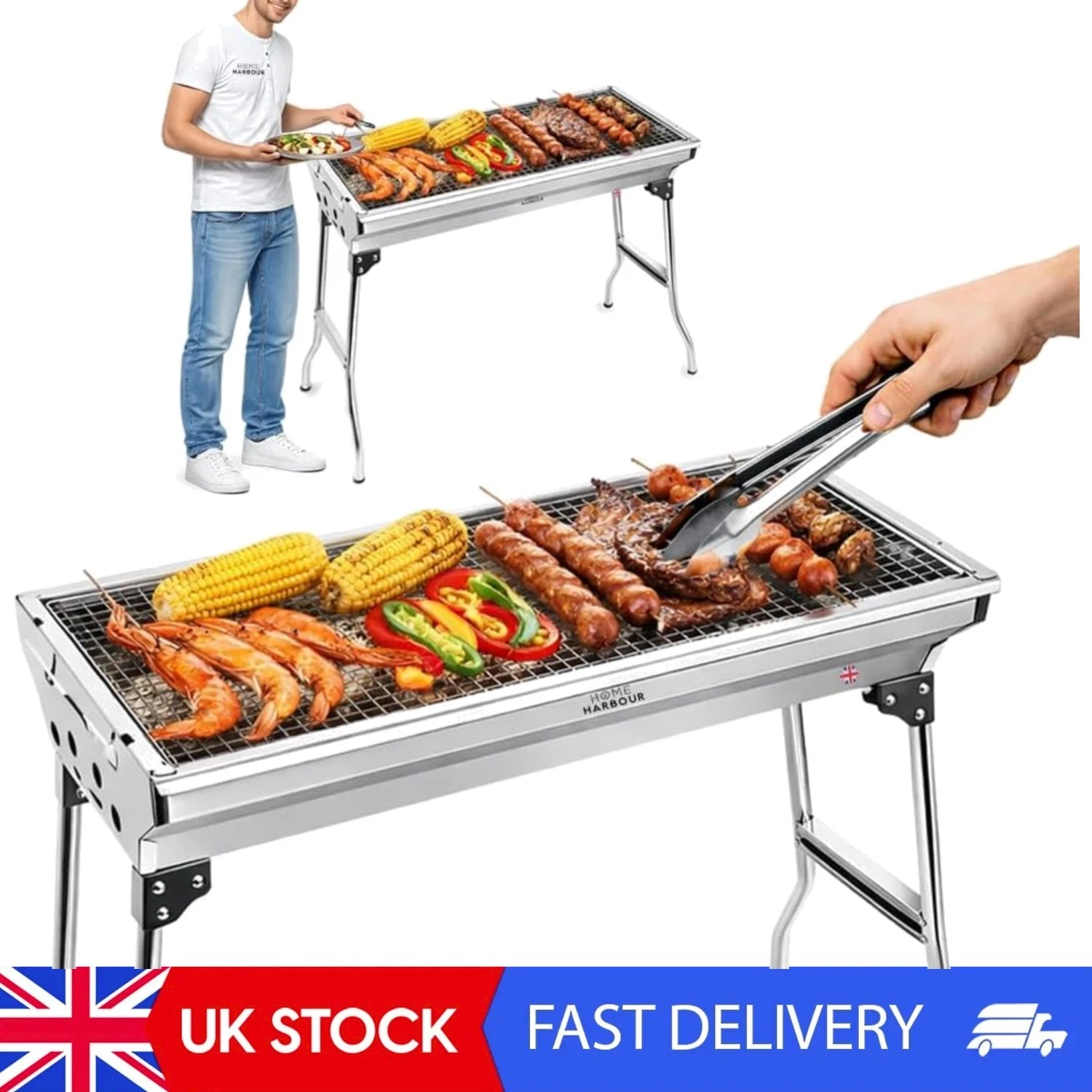 Lightweight Stainless Steel BBQ Grill - Exceptional Charcoal Cooking Experience