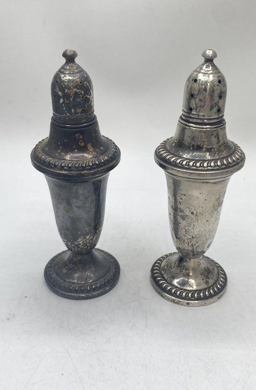 Empire Weighted Sterling Silver Salt and Pepper Shakers 2 Piece Set Vintage