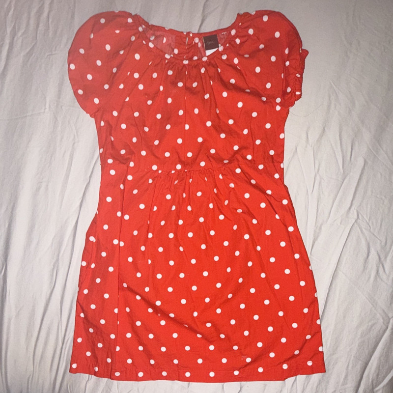 Tea Girls Size 5 Red/White Polka Dot Dress