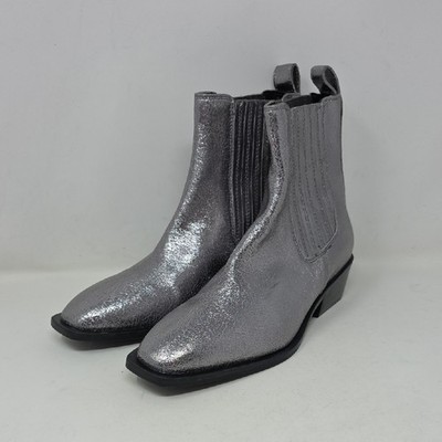 SEYCHELLES LA Hold Me Down Metallic Silver Leather Boot Women's Size 6