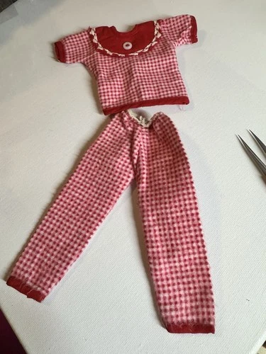 Barbie Vintage 1960s Gingham Checked Flannel Pajama Set
