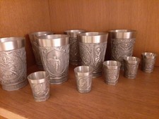 Zinnbecher 10 St&uuml;ck, klein und gro&szlig;