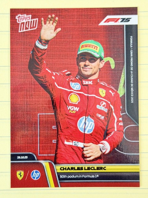 2025 Topps Now Charles Leclerc Formula 1 F1 Ferrari #74 50th Podium In Formula 1