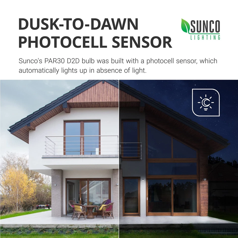 Sunco LED PAR30 Dusk to Dawn Light Bulb for Outside Porch, Patio, Backyard, 1... - Image 2 of 4