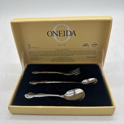 Oneida Chateau 3-Piece Baby Flatware Set - 18/10 Stainless Steel - NEW IN BOX