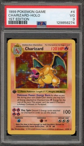 Pokemon Charizard Base Set Shadowless 1st Edition Holo Rare #4 PSA 3