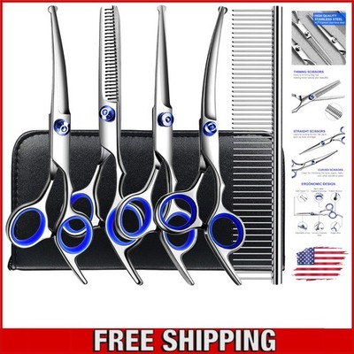 All-In-One Pet Grooming Scissors Set: 6-in-1 Titanium Tools for Perfect Grooming
