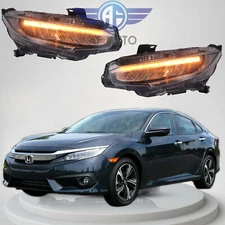 HEADLIGHT LED DRL+SEQUENTIAL TURN SIGNAL FITS 2016-2018 HONDA CIVIC TYPE-R STYLE