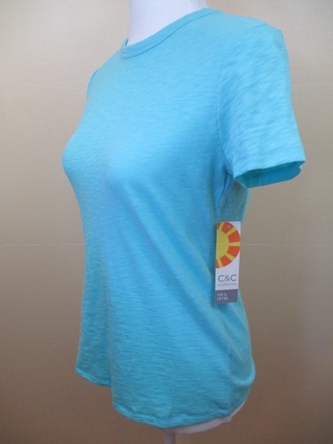 C&C CALIFORNIA short sleeve cotton t-shirt color aqua size XS crewneck NWT - Picture 2 of 8