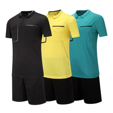 Men's Adult Youth Soccer Football Short Sleeve Shirts  Referee Jersey Uniforms