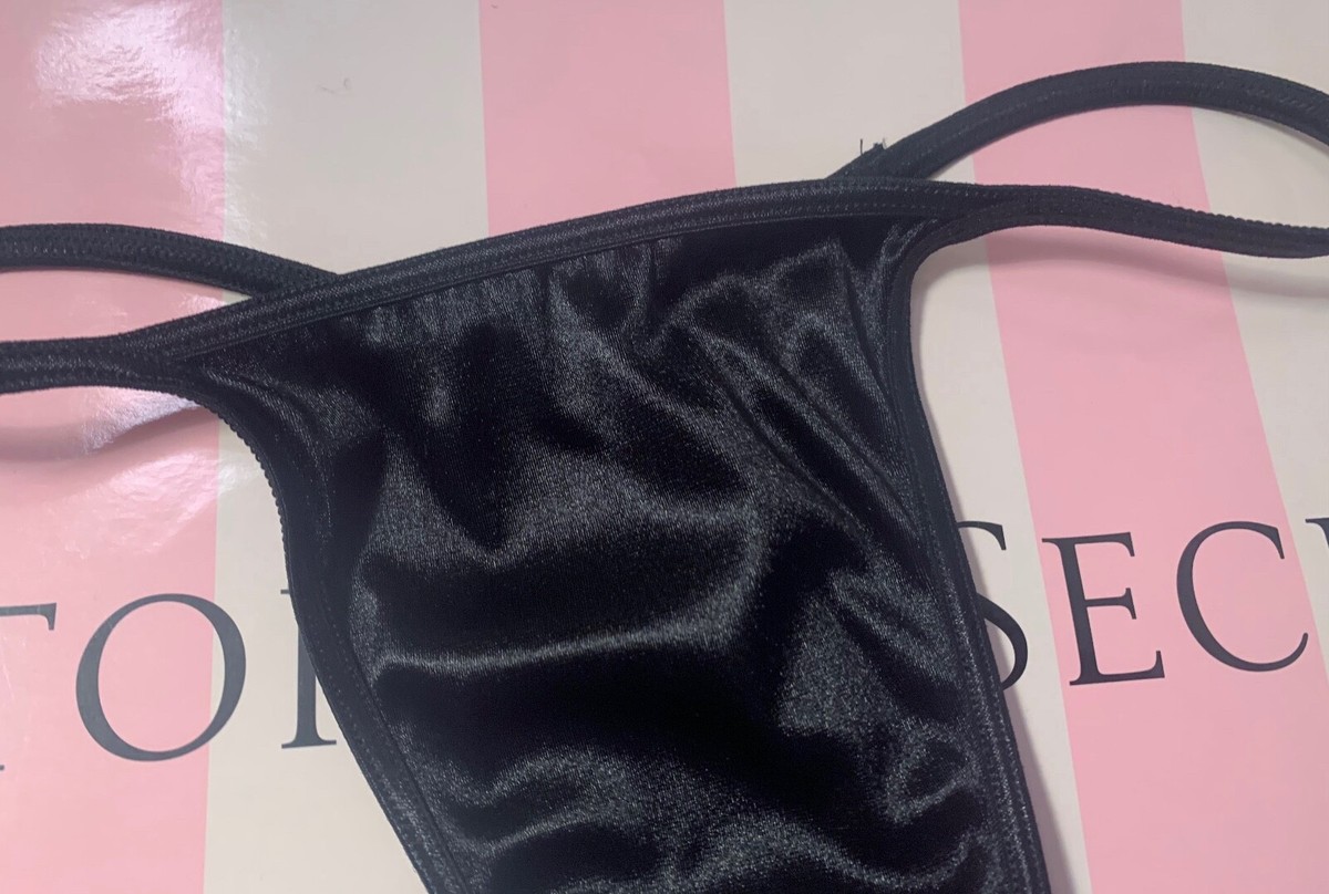 VICTORIA'S SECRET BLACK SMOOTH SECOND SKIN SATIN VINTAGE V