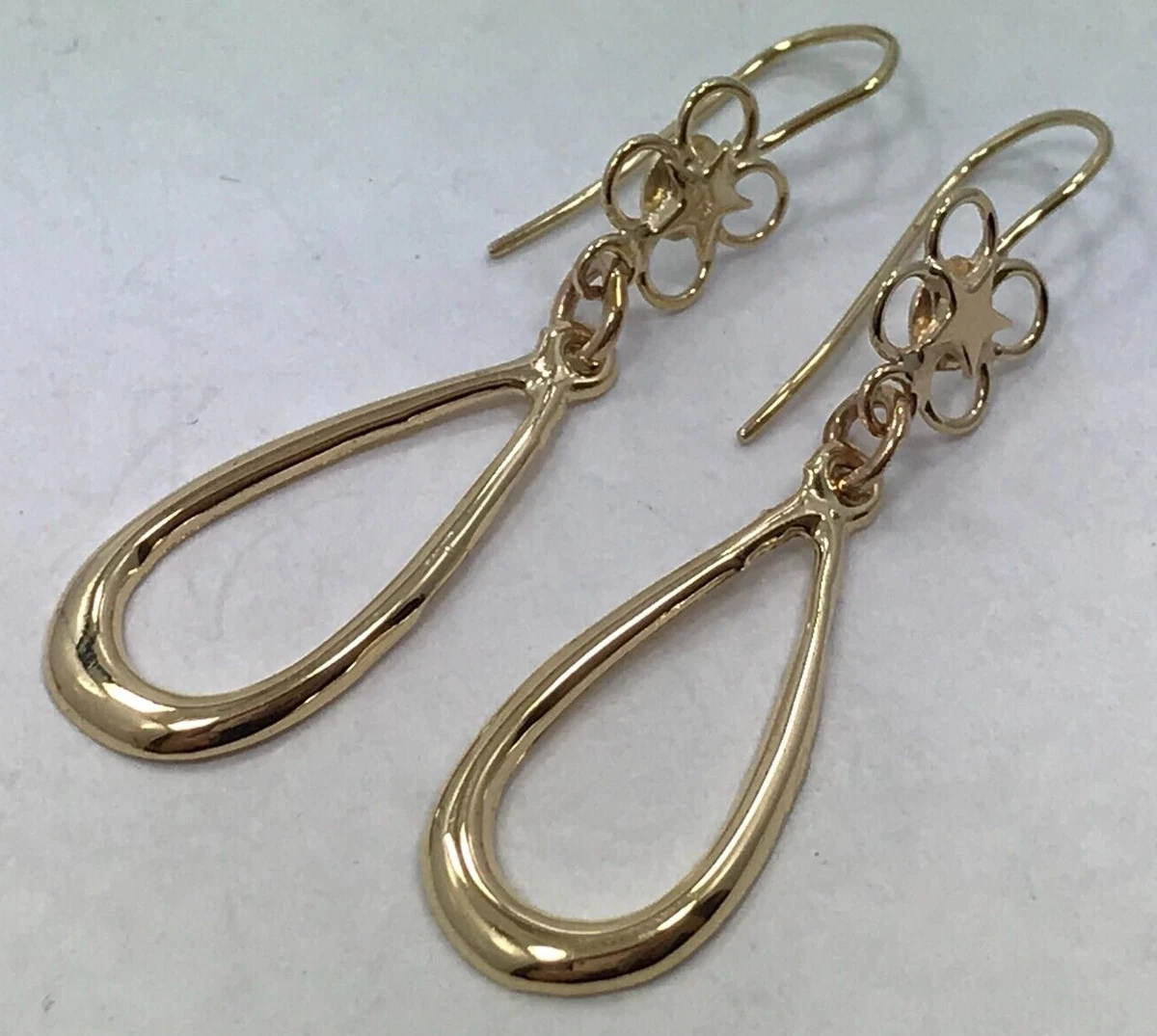 14 karat Teardrop hanging earrings 14K gold fine sleeper hook