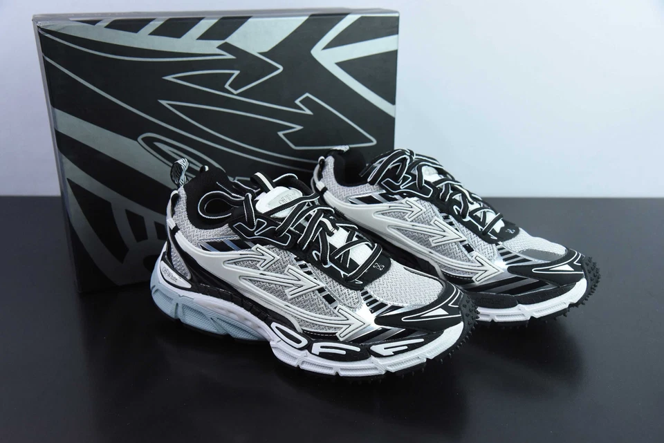 Off Arrow White Be Right Back Unisex Sneakers Grey Black - Image 2 of 4